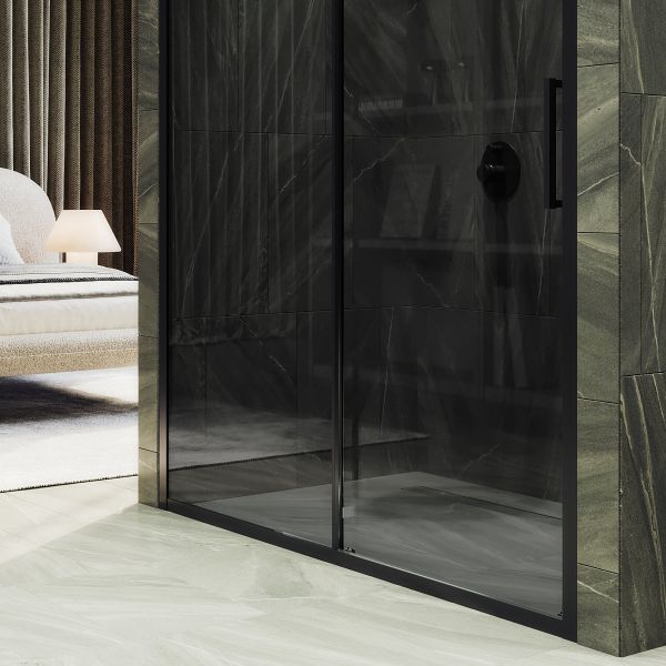 Душевая дверь MaybahGlass MGD-1285-6 150см чёрный/графит